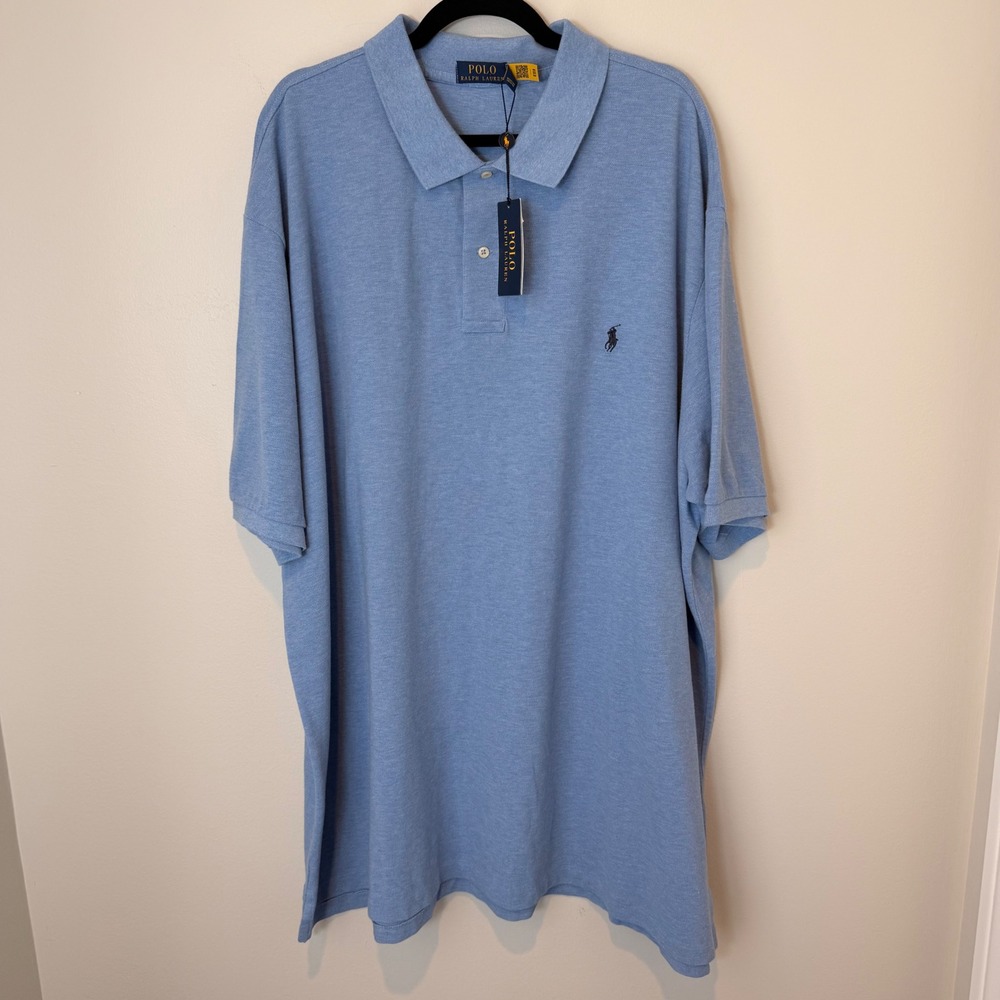 Polo Ralph Lauren Classic Fit Collared Polo Shirt (4XLT) NEW Cotton Blue Preppy - Picture 3 of 15